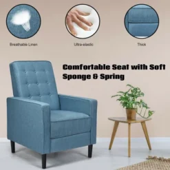 Costway Mid-Century Push Back Recliner Chair Fabric Tufted Single Sofa W/Footrest -Costway GUEST 706bacef 1c52 4a43 b602 8adbf3549a69