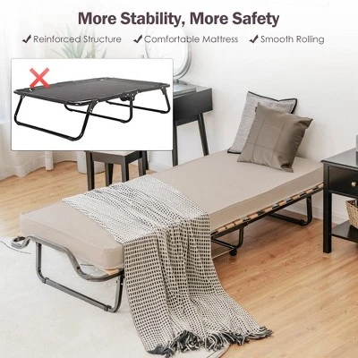 Costway Folding Bed W/Memory Foam Mattress Dust-Proof Bag Rollaway Metal Bed Sleeper Made In Italy 8 Costway Folding Bed W/Memory Foam Mattress Dust-Proof Bag Rollaway Metal Bed Sleeper Made In Italy - Image 6