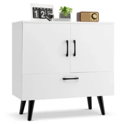 Costway Mid Century Storage Cabinet Accent Buffet Sideboard Entryway Kitchen White Brown -Costway GUEST 71293e18 1b53 4b91 9963 3441fe5036d7