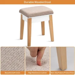 Costway Wooden Vanity Makeup Dressing Table Stool Round W/Drawer -Costway GUEST 7138e342 5f66 4b7c b9ff 64f9f81c2fc7