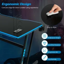Costway 47.5'' Gaming Desk Z-Shaped Computer Office Table W/Gaming Handle Rack Red/Blue -Costway GUEST 71543ab1 f8ea 4a47 8178 be85a14c573a