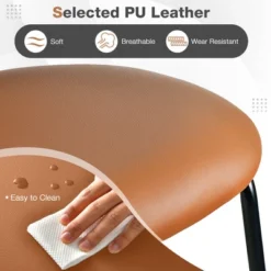 Costway Set Of 2 Bar Stools Faux Leather Bar Height Kitchen Chairs With Rattan Back Brown/Green -Costway GUEST 715ea900 b52b 4c99 a844 e32a41a119b0