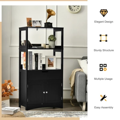 Costway Bathroom Storage Cabinet W/Drawer Shelf Cupboard Floor Cabinet 6 Costway Bathroom Storage Cabinet W/Drawer Shelf Cupboard Floor Cabinet - Image 4