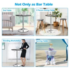Costway 4PCS Round Bistro Bar Table Height Adjustable 360-degree Swivel WhiteBlack -Costway GUEST 71987e72 c7b9 4ec2 addf 7fadaa38ad45