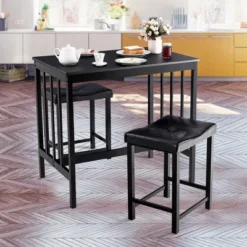 Costway 3 PCS Modern Counter Height 32.5'' Dining Set Table And 2 Chairs Kitchen Bar Furniture Black -Costway GUEST 719fb49b db3b 47b3 b01a db707c52d4a8