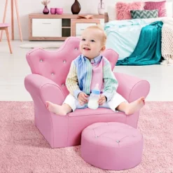 Costway Pink Kids Sofa Armrest Chair Couch Children Toddler Birthday Gift W/ Ottoman 13 Costway Pink Kids Sofa Armrest Chair Couch Children Toddler Birthday Gift W/ Ottoman -Costway GUEST 71c9953f 4d65 45be 8377 5fded3c4941e