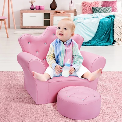 Costway Pink Kids Sofa Armrest Chair Couch Children Toddler Birthday Gift W/ Ottoman 5 Costway Pink Kids Sofa Armrest Chair Couch Children Toddler Birthday Gift W/ Ottoman - Image 3
