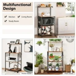 Costway 4-Tier Rolling Bakers Rack Industrial Utility Microwave Oven Stand Cart W/ Hooks -Costway GUEST 71e4f1f1 a162 4e2a 880f 4851147a4ae9