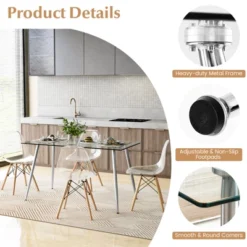 Costway 5 PCS Dining Table Set 51'' Modern Rectangular Glass Table & 4 Chairs Kitchen 13 Costway 5 PCS Dining Table Set 51'' Modern Rectangular Glass Table & 4 Chairs Kitchen -Costway GUEST 724111fe 5c72 4e6a a5f9 ec04c48d422c