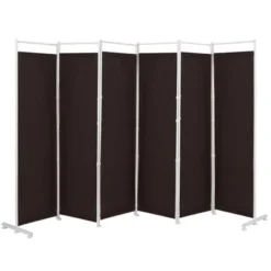 Costway 6-Panel Room Divider Folding Privacy Screen W/Steel Frame Decoration BrownBlack -Costway GUEST 72457d77 df77 4988 8d11 56566ee2e5c3