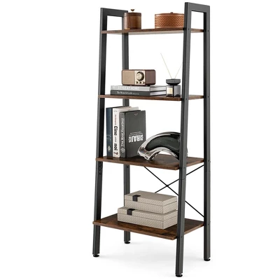 Costway 4-Tier Wood Ladder Shelf Ladder Bookcase Bookshelf Display Rack 12 Costway 4-Tier Wood Ladder Shelf Ladder Bookcase Bookshelf Display Rack - Image 10
