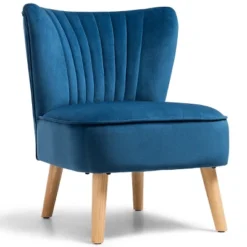 Costway Armless Accent Chair Modern Velvet Leisure Chair Single Upholstered -Costway GUEST 7295ddf6 0a28 49a6 8730 800290644e19