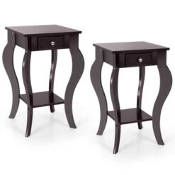 Costway 2PCS End Table Accent Side Table Nightstand W/ Drawer & Bottom Shelf 24 Costway 2PCS End Table Accent Side Table Nightstand W/ Drawer & Bottom Shelf -Costway GUEST 72a6384a e731 41b9 b4c9 40dee8a49d94