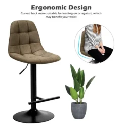 Costway Set Of 2 Adjustable Bar Stools Swivel Counter Height Linen Chairs With Back Brown -Costway GUEST 72ee5ab4 9889 4b08 90dc e8271bf4606b