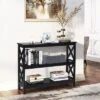 Costway 3-Tier Console Table X-Design Bookshelf Sofa Side Accent Table W/Shelf EspressoBlack -Costway GUEST 72f9d893 32c5 4b7d b5e3 c4c40ff88342
