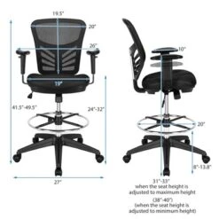 Costway Mesh Drafting Chair Office Chair W/Adjustable Armrests & Foot-Ring 14 Costway Mesh Drafting Chair Office Chair W/Adjustable Armrests & Foot-Ring -Costway GUEST 73027b46 f4ca 4195 a7b7 9b18557642da