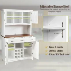 Costway Buffet And Hutch Kitchen Storage Cabinet Cupboard W/ Wine Rack & Drawers White 17 Costway Buffet And Hutch Kitchen Storage Cabinet Cupboard W/ Wine Rack & Drawers White -Costway GUEST 7327c5ea ea36 4eb2 b696 614cdb88742a