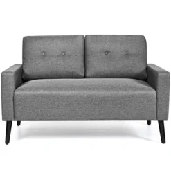 Costway Modern Loveseat Sofa 55'' Upholstered Chair Couch With Soft Cloth Cushion Grey -Costway GUEST 73565c5c 9e99 4202 a8ab 0f9b5920eea8