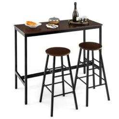 Costway 3 Piece Bar Table Set Pub Table And 2 Stools Counter Kitchen Dining Set -Costway GUEST 73650455 7db8 4c08 9129 17dde3d9eee7