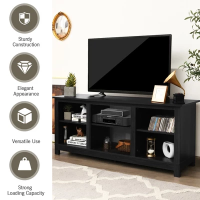 Costway 2-Tier 58'' TV Stand Entertainment Media Console Center Up To 65'' GreyBlackWalnut 9 Costway 2-Tier 58'' TV Stand Entertainment Media Console Center Up To 65'' GreyBlackWalnut - Image 7