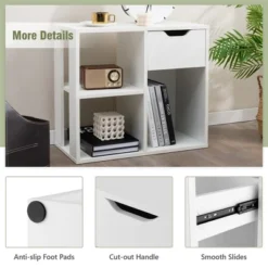 Costway 3-Cube Bookcase Organizer With 2-tier Wooden Storage Shelf & Pull-out Drawer -Costway GUEST 737800f4 bfcc 4270 b461 c5e32d0dccc8