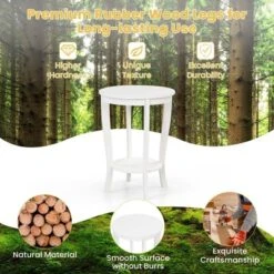 Costway 2 PCS 2-Tier End Table 18'' Round Compact Sofa Side Nightstand With Storage Shelf Espresso/White -Costway GUEST 739525d7 9d2d 4016 9553 c4a3868f1970