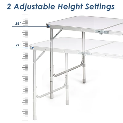 Costway Adjustable Camping Table Aluminum W/ Storage Organizer Grey/Dark Blue 7 Costway Adjustable Camping Table Aluminum W/ Storage Organizer Grey/Dark Blue - Image 5
