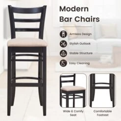 Costway Set Of 4 Bar Stools 31'' Kitchen Dining Chairs With Ergonomic Backrest & Footrest -Costway GUEST 73d41462 b645 4098 b4ca e43487d75878