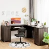 Costway L-Shaped Corner Computer Desk Writing Table Study Workstation Drawers BlackBrown -Costway GUEST 73de5b26 2cff 46d4 86aa 0cb5f80f435b