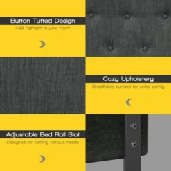 Costway Queen Upholstered Headboard Adjust Button Tufted Faux Linen -Costway GUEST 74123576 6125 4622 9924 55b54f7930b3