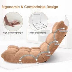 Costway Adjustable 14-Position Floor Chair Folding Lazy Gaming Sofa Chair Cushioned-Tan -Costway GUEST 742b807a b94b 4345 9ded 7ebe63a8dcd3