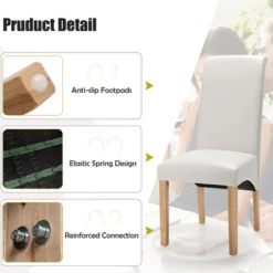 Set Of 2 Dining Chairs Upholstered Padded Side Chairs W/ Rubber Wood Legs BlackBeige -Costway GUEST 742fc7fa e803 4ea5 817c a2851c197a1b