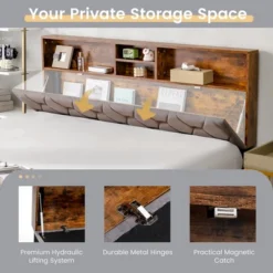 Costway Bed Frame Upholstered Platform Mattress Foundation With Storage Headboard 16 Costway Bed Frame Upholstered Platform Mattress Foundation With Storage Headboard -Costway GUEST 7439008d c9d4 40d9 a3a0 558400b40f0b