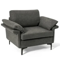 Costway Modern Linen Fabric Accent Armchair Upholstered Single Sofa W/ Metal Legs Grey 17 Costway Modern Linen Fabric Accent Armchair Upholstered Single Sofa W/ Metal Legs Grey -Costway GUEST 744f45a4 138e 4508 a3a3 26e96d051161