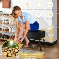 Costway Velvet Storage Ottoman Tufted Flip Top Vanity Stool Footrest With Wood Legs -Costway GUEST 74677776 60b2 419e 87c9 a46be3453af8