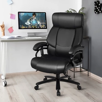 Costway Big & Tall 500lb Massage Office Chair Executive PU Leather Computer Desk Chair Black 5 Costway Big & Tall 500lb Massage Office Chair Executive PU Leather Computer Desk Chair Black - Image 3
