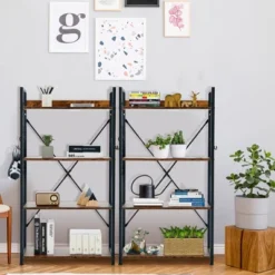 Costway 4 -Tier Industrial Bookshelf Open Storage Bookcase Display Shelf For Home Office -Costway GUEST 74a89514 45f2 42cf be7b a4532ed88715