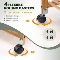 Costway 4-Tier Kitchen Serving Trolley Cart Mobile Bamboo Storage Shelf Lockable Casters -Costway GUEST 74abf9a9 e294 4c13 8a4e 091c5a169bef