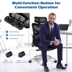 Costway Ergonomic Mesh Office Chair Adjustable High Back Chair W/ Lumbar Support -Costway GUEST 74db2be0 d702 43b7 b49f d81ebc6c17aa