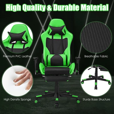 Costway Massage Gaming Chair Reclining Racing Office Computer Chair With Footrest WhiteBluePinkRed 10 Costway Massage Gaming Chair Reclining Racing Office Computer Chair With Footrest WhiteBluePinkRed - Image 8