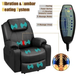 Costway Electric Recliner Chair Massage Sofa Leather W/ USB Charge Port BrownBlack -Costway GUEST 75179937 bba1 48fa 9c44 293784896329