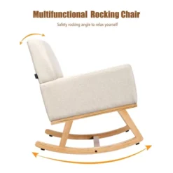 Costway Mid Century Rocking Chair Upholstered Armchair W/ Lumbar Support BeigeGray -Costway GUEST 75202b88 3718 42d2 9a5e ed156035cd3e