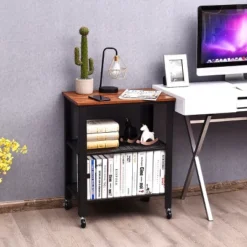 Industrial Serving Cart 3-Tier Kitchen Utility Cart On Wheels W/Storage Black -Costway GUEST 7565536d 9181 49c7 8fc8 ab30cd615782