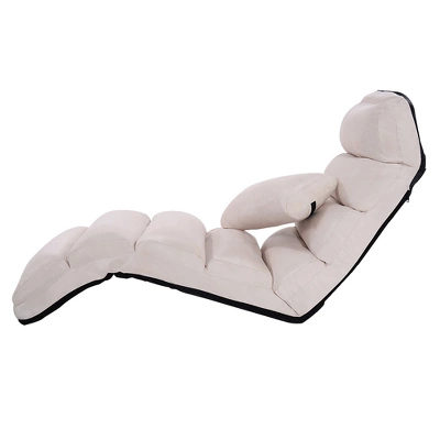 Costway Folding Lazy Sofa Chair Stylish Sofa Couch Beds Lounge Chair W/Pillow Beige New 6 Costway Folding Lazy Sofa Chair Stylish Sofa Couch Beds Lounge Chair W/Pillow Beige New - Image 4