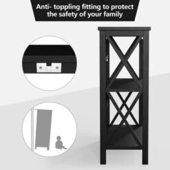 Costway 3-Tier Bookshelf Wooden Open Storage Bookcase For Home Office WhiteBlackCoffeeNatural -Costway GUEST 75c22af2 a339 44ec 9af3 889834304680
