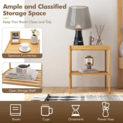 2 PCS 2-Tier Bedside End Table Bamboo Nightstand For Living Room Bedroom -Costway GUEST 75de57e7 26bc 403f a2ad f0b1f0e0126d