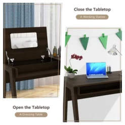 Costway Vanity Table With Flip Mirror Writing Computer Desk Storage Drawer Walnut -Costway GUEST 76301986 58f5 4e04 8609 217cd1587660