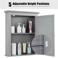 Costway Bathroom Mirror Cabinet Wall Mounted Adjustable Shelf Medicine Grey/Black -Costway GUEST 764c5a07 ddbf 4ca7 847a 5ee9250fd394