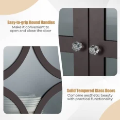 Costway Kitchen Storage Cabinet Buffet Sideboard W/ Glass Doors & Adjustable Shelf -Costway GUEST 76541b62 3fdb 48cb 9ce9 e55a312f9281