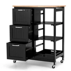 Costway Rolling Kitchen Island Utility Storage Cart W/ 3 Storage Drawers & Shelves White/Black 21 Costway Rolling Kitchen Island Utility Storage Cart W/ 3 Storage Drawers & Shelves White/Black -Costway GUEST 766d7ac1 1c04 4a8b a59d bcff08b54a09